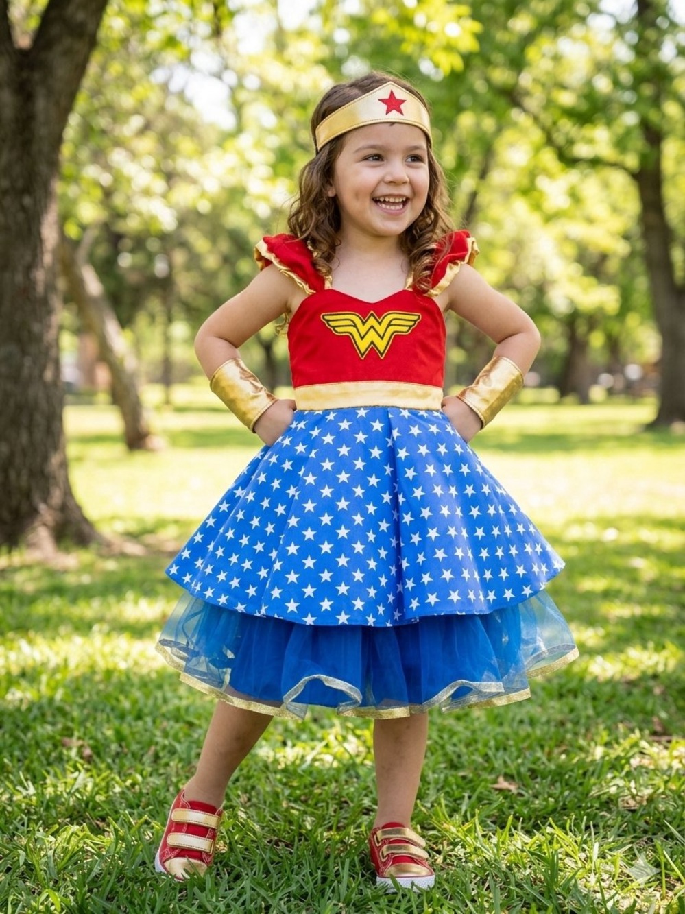 Lover Dovers Boutique Wonder Woman Costume Dress Girls Size 4/5 Handmade.